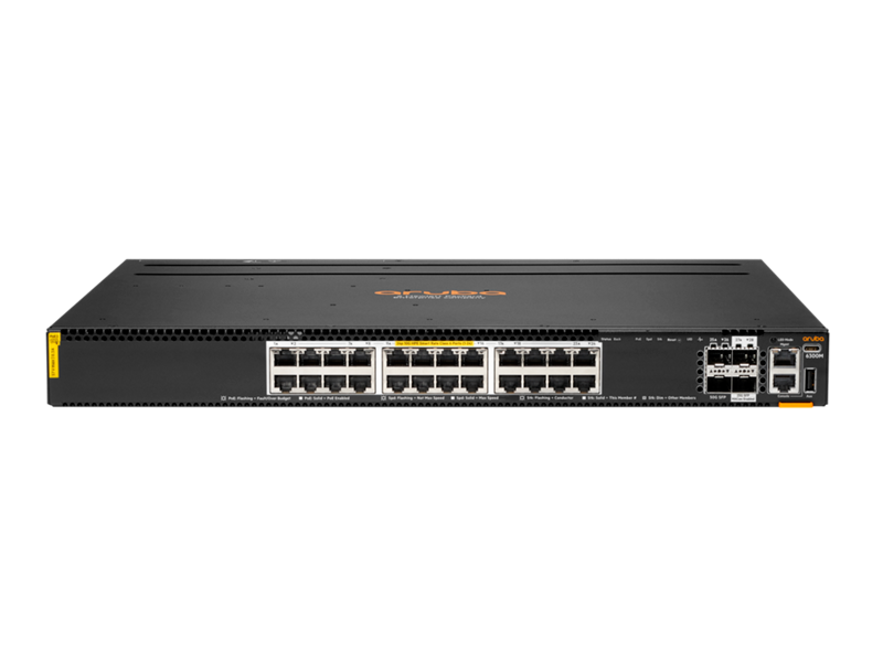 HPE Aruba Networking CX 6300M 24p Smart Rate 1G2.5G5G10G Class6 PoE 2p 50G 2p 25G Switch