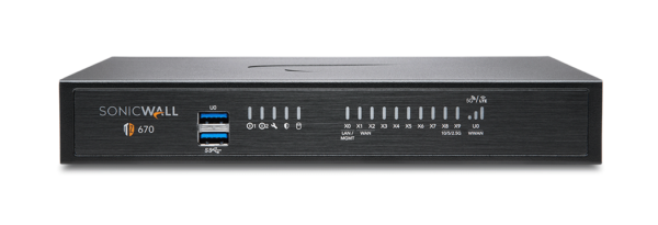 SonicWall TZ670 Firewall, 5Gbps, 3Gbps IPS, 2.5Gbps Threat, 2.1Gbps VPN, 1.5M Connections, 10 GbE, PoE, (02-SSC-6821)