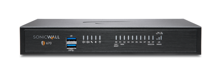 SonicWall TZ670 Firewall, 5Gbps, 3Gbps IPS, 2.5Gbps Threat, 2.1Gbps VPN, 1.5M Connections, 10 GbE, PoE, (02-SSC-6821)